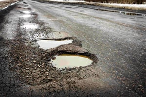 Potholes on the road