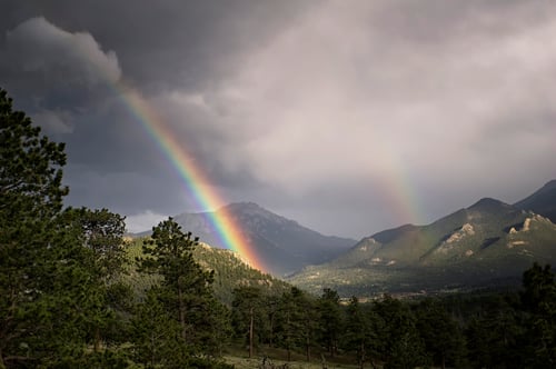 Rainbow After Thunderstorm in Colorado mountains